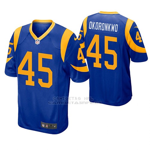 Camiseta NFL Game Hombre St Louis Rams Ogbonnia Okoronkwo Azul